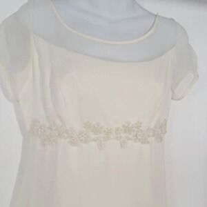 Vintage Alfred Angelo Ivory Empress Bridgerton Cut Beaded  Romantic Dress Size 8